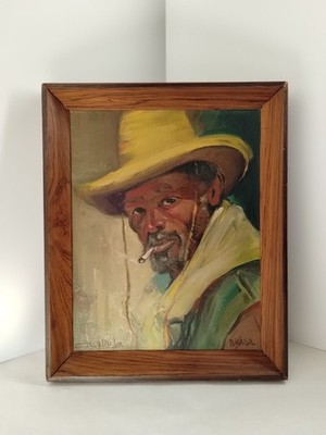 Vtg Jacques Mels Oil Painting Man Portrait Brazil Period Expressionist Framed