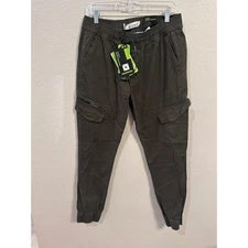 Refinery Republic Cargo Joggers Drawstring Waist Olive Green Pants Size L