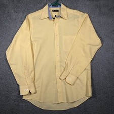 Chaps Mens M Dress Shirt Yellow Long Sleeve Collared 15-15.5 32/33 Wrinkle Free