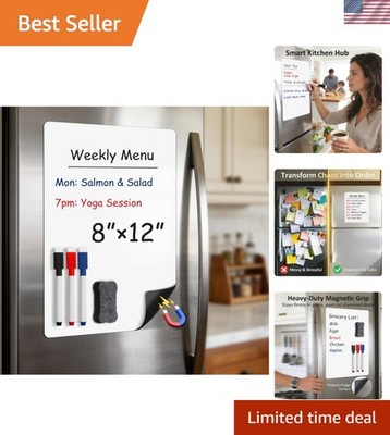 Magnetic Whiteboard for Fridge 12'' x 8'': Small Dry Erase Board Sheet for Kitc...