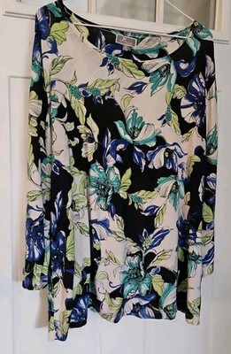 Womans Multicolor Blouse By J M Collections Size 2X Longsleeved Floral