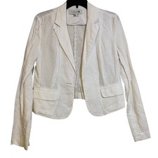 Forever 21 Womens White Linen Blend Single Button Blazer Jacket Size Large