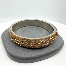 Sparkling Champagne Rhinestone Slide Bangle Bracelet Crystal Chunky Statement