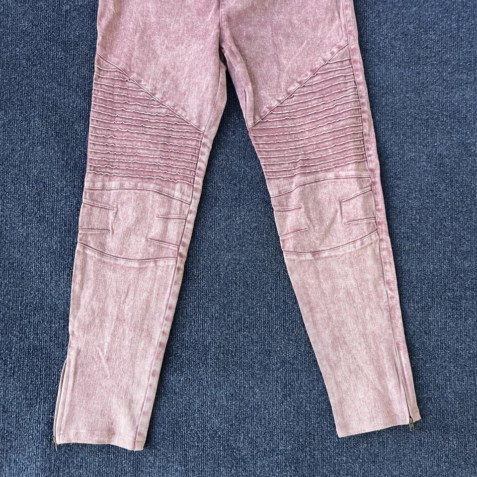 Umgee Jeggings Mujer Grande Rosa Mineral Lavado Motociclista Ajustado Cremallera Dobladillo Elástico Foto 2 de 4