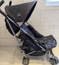 Maclaren Quest Pushchair Single Black/Grey Geometric Rain Cover 5-Point Harness