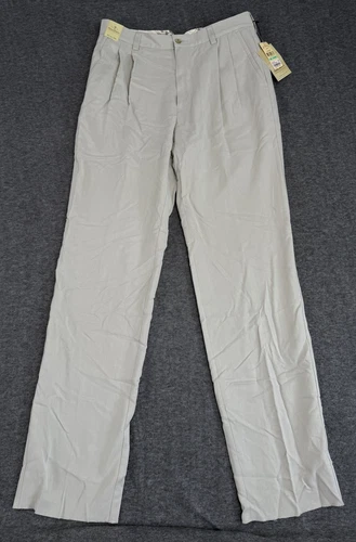 Tommy Bahama Pants Mens 34x36 Khaki Sands Wool Blend Beige Tan Pleated NWT