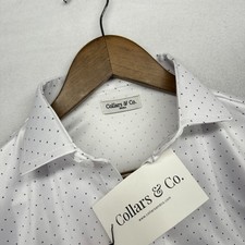 Collars Co Polo Shirt Men's Small White Polka Dot Geometric Performance NEW