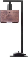 Tischlampe Holz Schwarz Metall H:48 Cm E27 Kompakte Schlafzimmer Leuchte