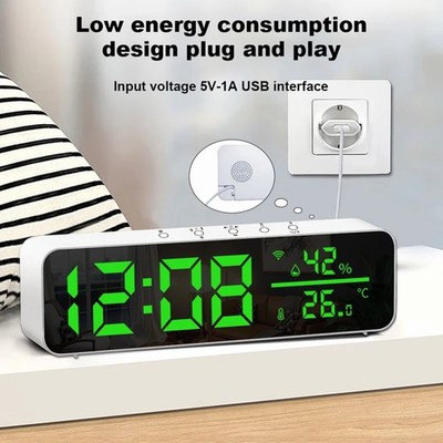 WiFi Smart Temperature Humidity Sensor LED Digital Clock Alarm USB Desktop