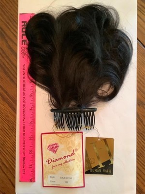 DMH706 100% REAL HUMAN HAIR 2 Bendable 5 WIRES 4  Hair UP-DO DARK BLACK 1B