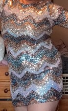Stunning sequin jaded rose mini dress mermaid 20 curve