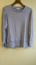 Image of NEXT Petite Blue Marl Sweatshirt - Puff Sleeve Jumper size L