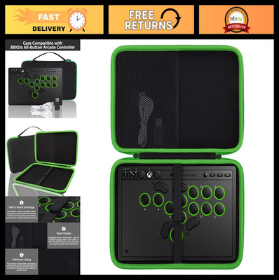 Carrying Case for 8BitDo Arcade Controller - Black with Green Zipper, Durable &