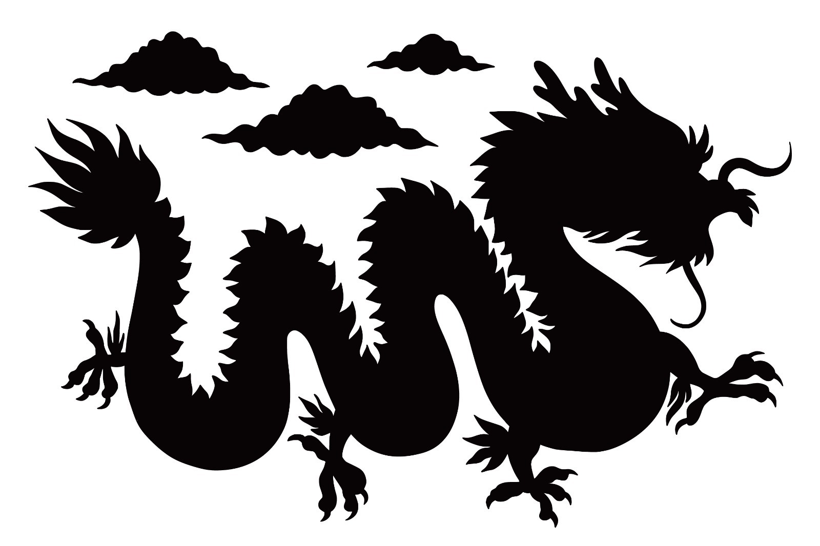Sticker vitre dragon chinois noir en vinyle mat premium 45 x 30 cm