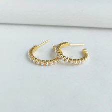 Julie Vos Juliet Pearl Gold Small Hoop Earrings | NEW