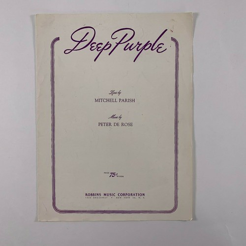 Vintage Sheet Music Deep Purple by Mitchell Parish & Peter De Rose PA1