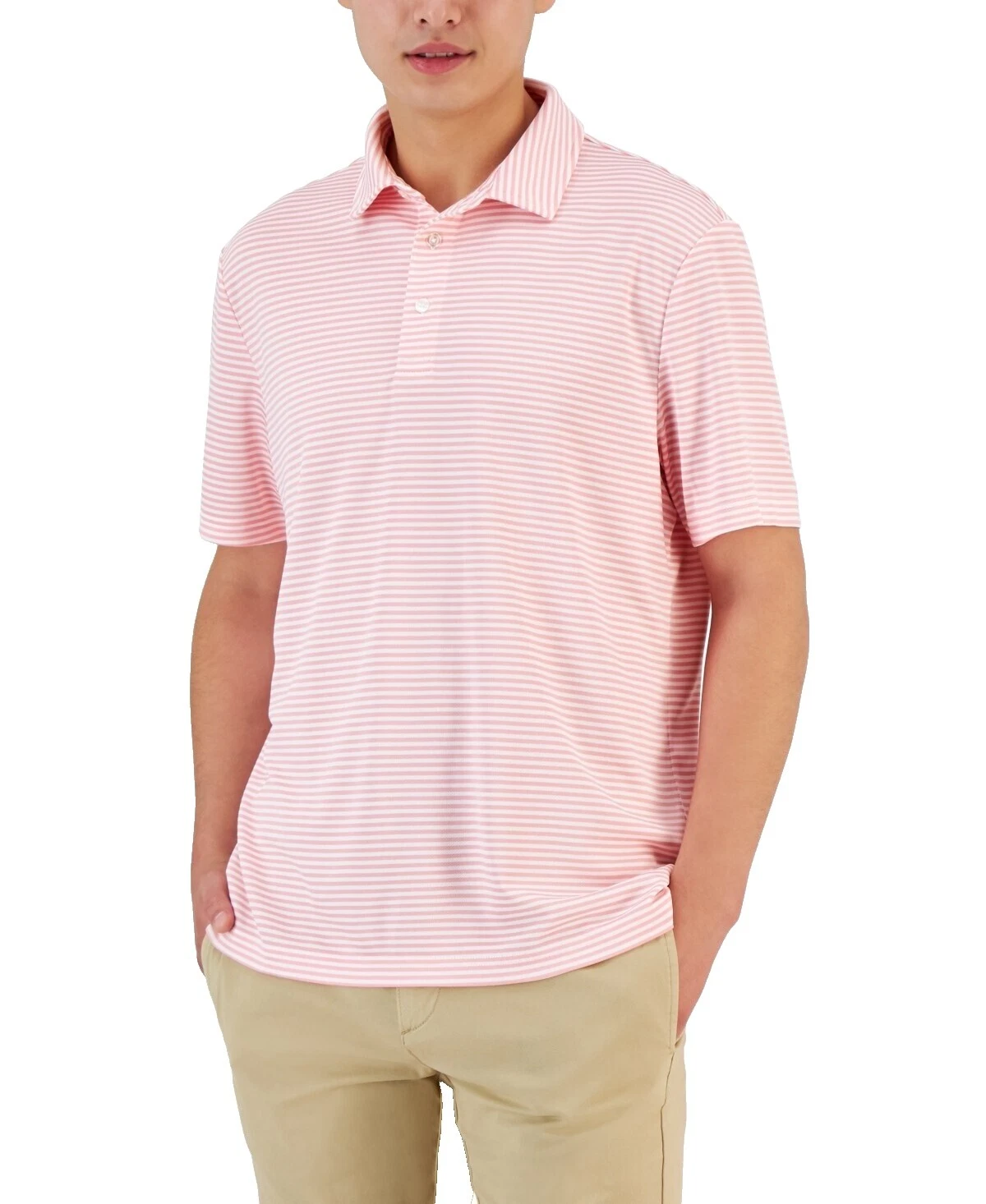 Повседневные мужские рубашки поло в полоску из полиэстера на пуговицах