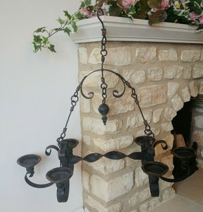 Gothic Vintage Wrought Iron Candelabra Ceiling Chandelier Candle