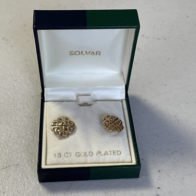 Solvar Green Knot Earrings Women's 18K Gold Plated Studs