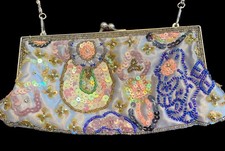 vintage Bijoux Terner beaded evening bag Polyester And Quartz Sand Kiss Lock