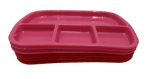 Compartment Tray Lunch Cafeteria Kids Divided Plate Red Pink 6 Plates