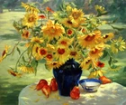 Art Giclee Printed Oil Painting Print Sunflower still life Canvas