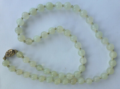 Chinesische weiße Jade/Jadeit Kette Collier Silber bracelet necklace China 62 cm