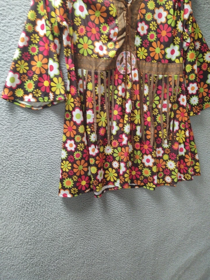 Mini Vestido Leg Avenue Para Mujer 3XL/4XL Multicolor Floral Boho Hippie Años 60 70 Foto 2 de 4