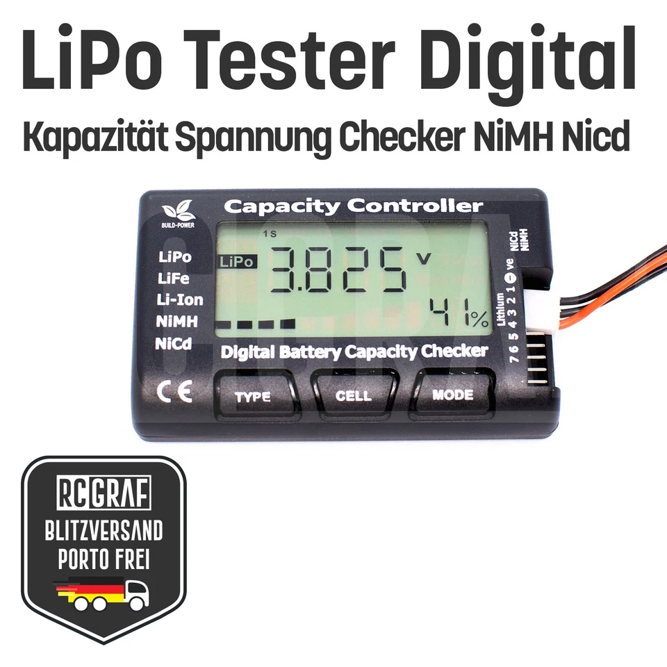 LiPo Tester Digital LiFe Li-Ion NiMH NiCd Spannung Kapazität Batterie NEU - Bild 4 von 4