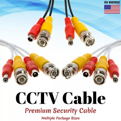 Security Camera Cable BNC CCTV Surveillance Wire Extension Power Cord DVR Lot