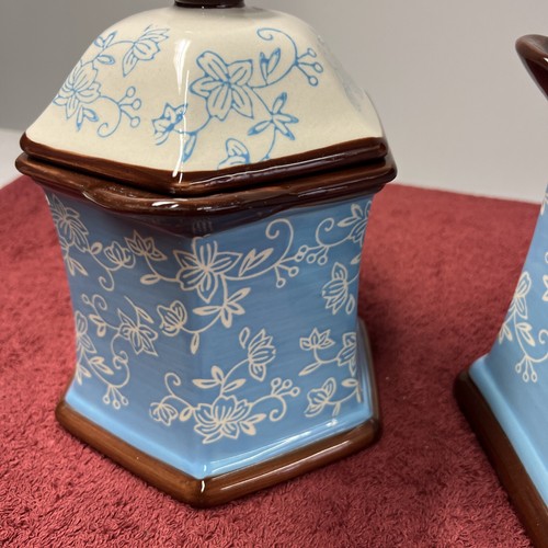 Temptations Floral Lace Blue 1.8qt & 0.9qt Canister Set Cookie Jar - Picture 7 of 20