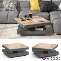 Couchtisch Sofatisch Beistelltisch Elias Anthrazit/Goldkraft Kaffeetisch Vicco