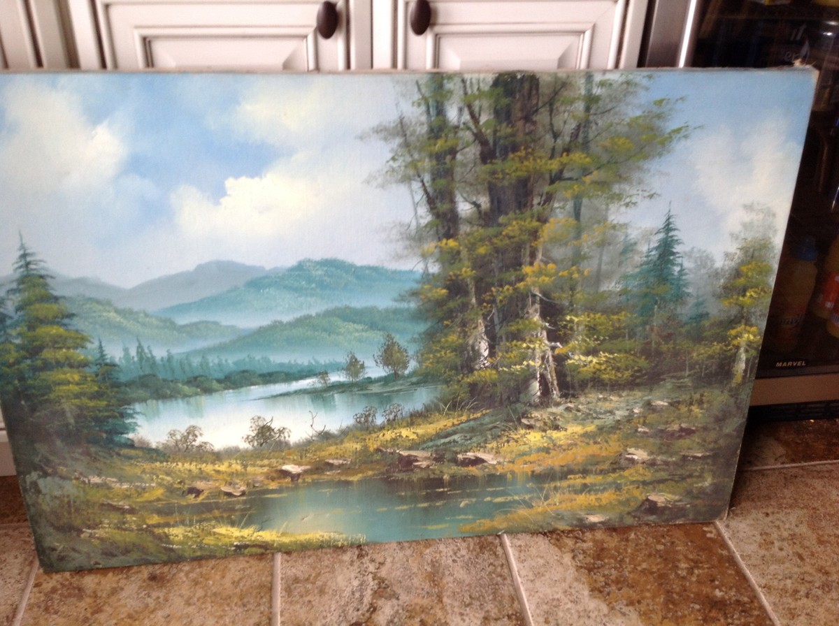 Vintage estate landscape wilderness oil painting | eBay