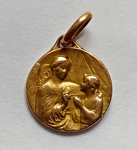Médaille religieuse Ange gardien, Tairac plaqué or FIX religion catholique - Photo 1/2