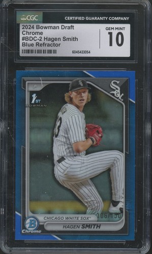2024 Bowman Chrome Blue Refractor #BCD-2 Hagen Smith /150 RC Gem Mint CGC 10
