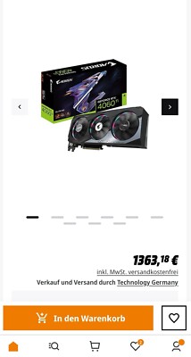 Aorus NVIDIA GeForce RTX 4060TI Elite 8GB Grafikkarte OC Edition wie Neu !!! 