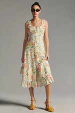 Anthropologie Ruffled Eyelet Dress Size L