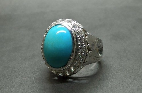 Natural 26 Ct Neshapuri Feroza Sterling Silver 925 Handmade Turquoise Mens Ring - Picture 10 of 12