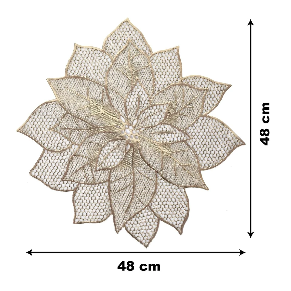 Flower Design Soft Leather Table Placemats, Set of 4 Gold - Image 4 of 4