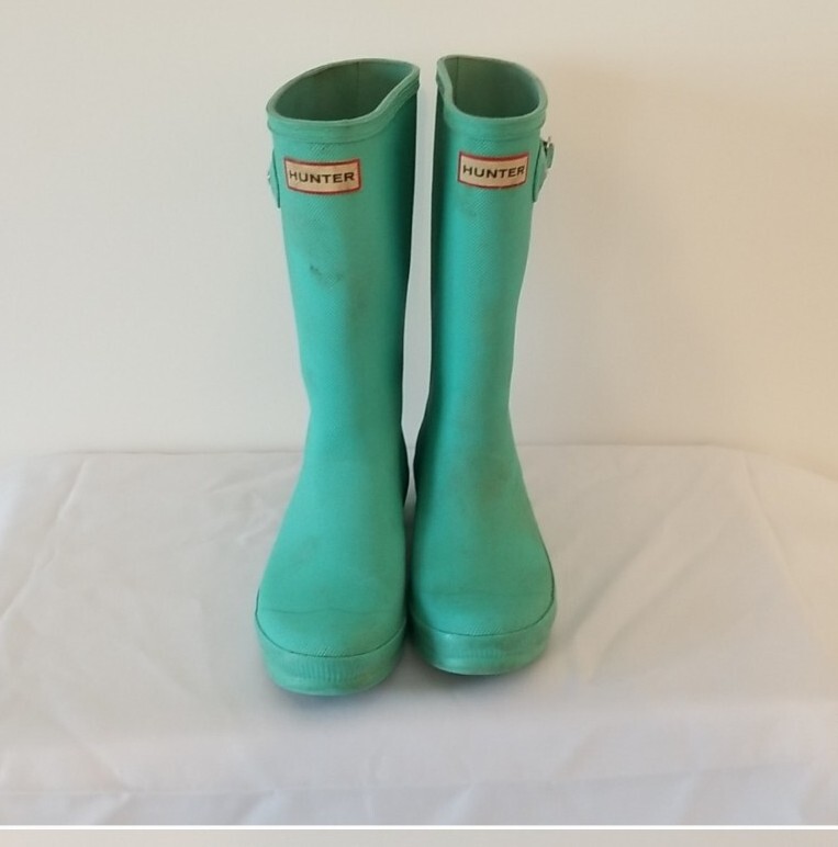 Hunter Rain Boots for Girls Size 3 - Green & Blue Kids Waterproof Footwear-image