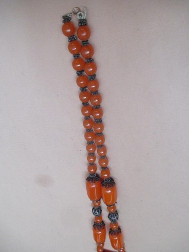 Necklace, phenollic butterscoth, resin, Bakelite, beaded, chunky, vintage - Foto 7 di 9