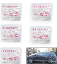 5 Pack Universal Plastic Car Cover Disposable Waterproof Dustproof Full Exterior
