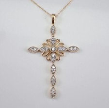 Cross Women's Pendant 925 Sterling Silver 2.23Ct Round Cut Real Moissanite