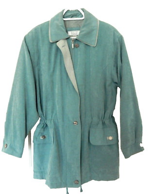 Izzi Outerwear Coat/Long Jacket-S, dusty teal  Gorgeous quality! Soft faux suede