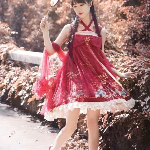 Women Gothic Lolita Dress Lace Cosplay Costume Kawaii Cute Midi Slip Retro - Picture 11 of 11