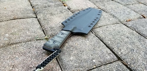 Kydex Sheath for TOPS "PRATHER WAR BOWIE" Knife pancake style (Bk) - Picture 5 of 11