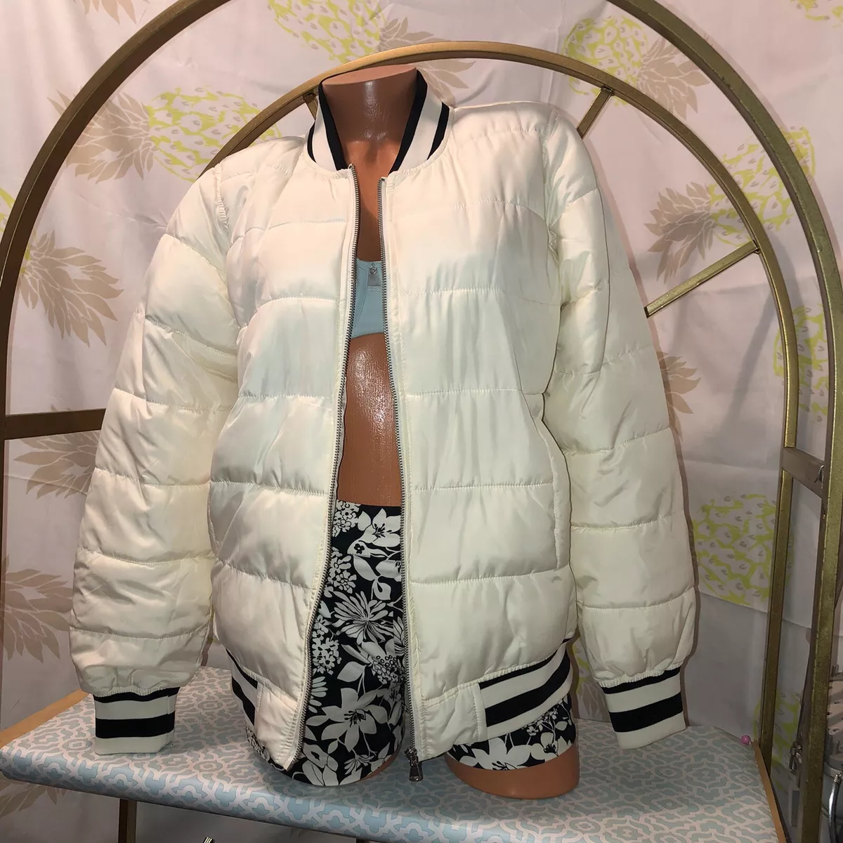 Ci Sono Originals Bomber Women s Sz Large Cream Jacket EUC eBay