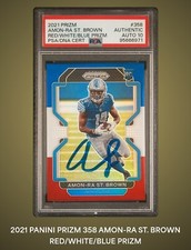 Amon Ra St Brown Signed 2021 Prizm Red White Blue Rookie #358 PSA Slab 10 Auto