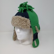 BabyGap Gap Winter Trapper Style Green Blue Size M/L Faux Fur Lined Hat Cap
