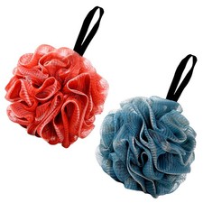 2 PCS Exfoliating Loofah Sponge Bag Body Scrubber Mesh Bath Shower Pouf